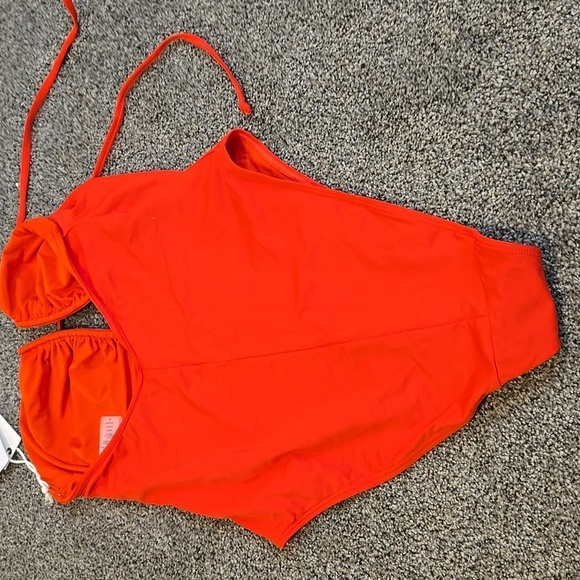 NWT Good American Women Bright Poppy One Swim Red Halter Swimsuit Sz 4/XL - Picture 6 of 10